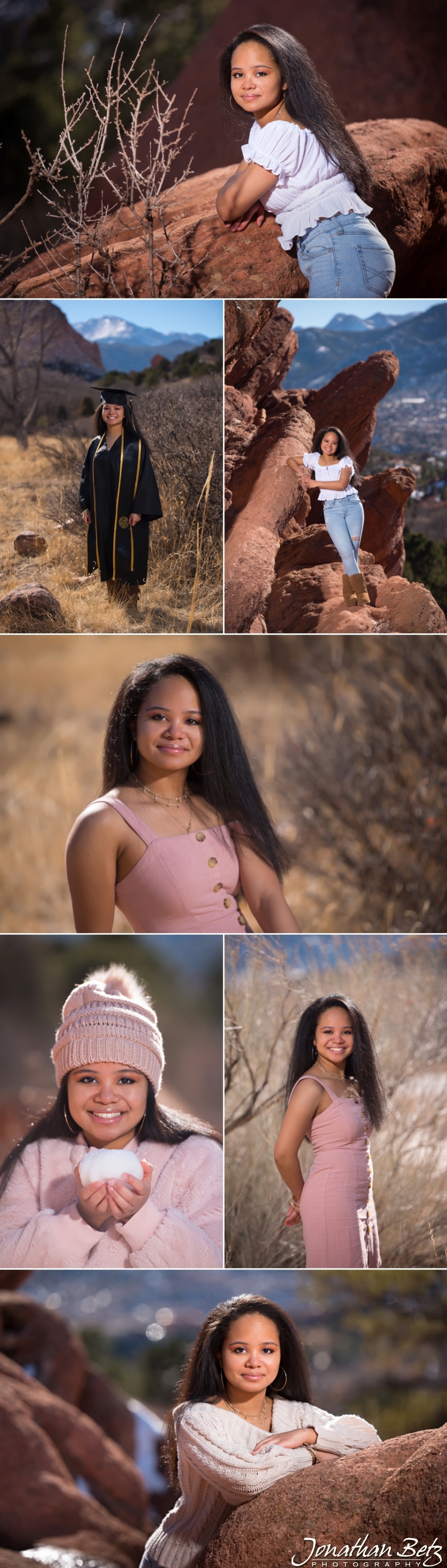 college senior graduation portraits in Garden of the Gods Colorado Springs Jonathan Betz Photography